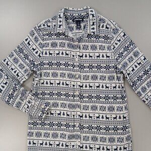 Women's Lands End Blk & Wht Holiday Long Sleeve, Collar, Button Down Cardigan 6T